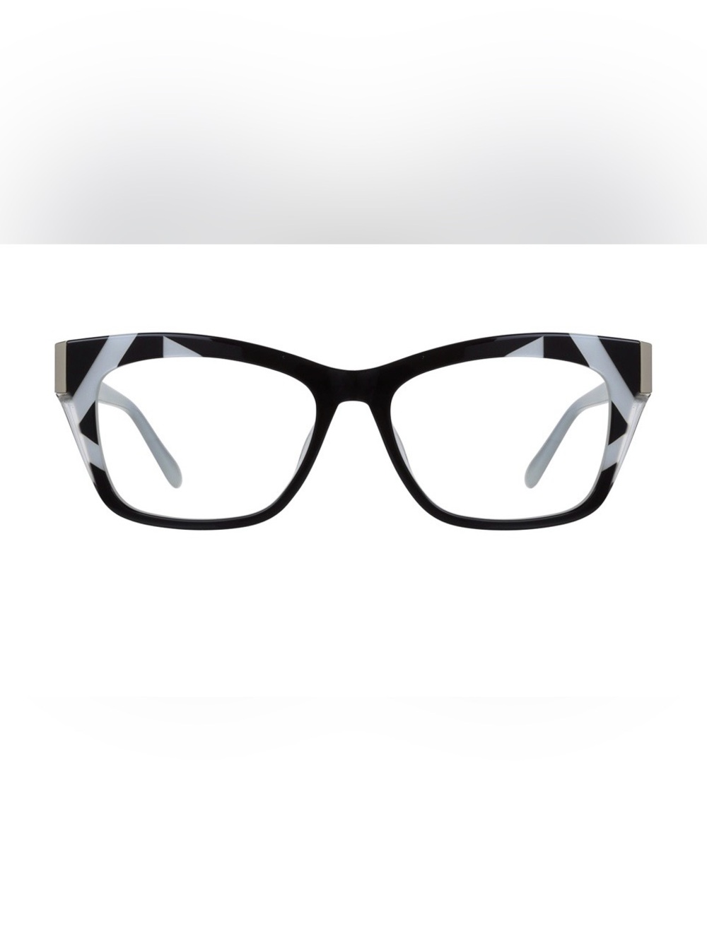 L.A.M.B. Women’s Black & Silver Geometric Cat-Eye Glasses greenish tint